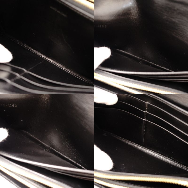 CELINE Large Flap Wallet Black Leather Black Wallet Long Wallet Logo 7-7-1103