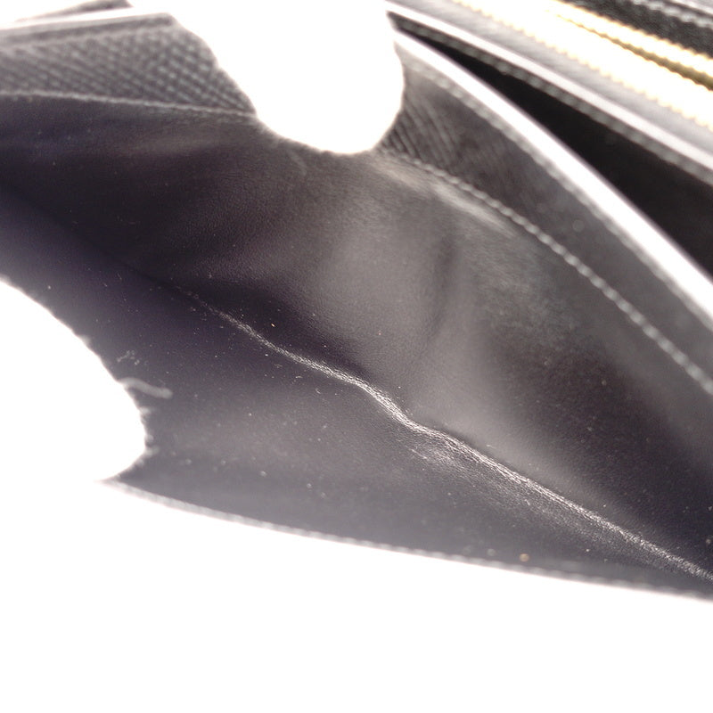 CELINE Large Flap Wallet Black Leather Black Wallet Long Wallet Logo 7-7-1103