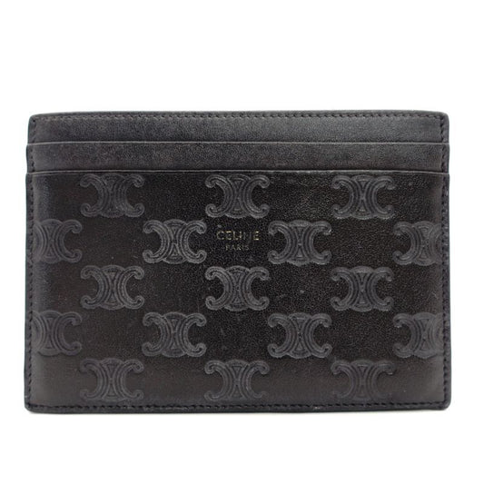 CELINE Card Case Macadam Black Triomphe Leather Black Logo 7-4-628