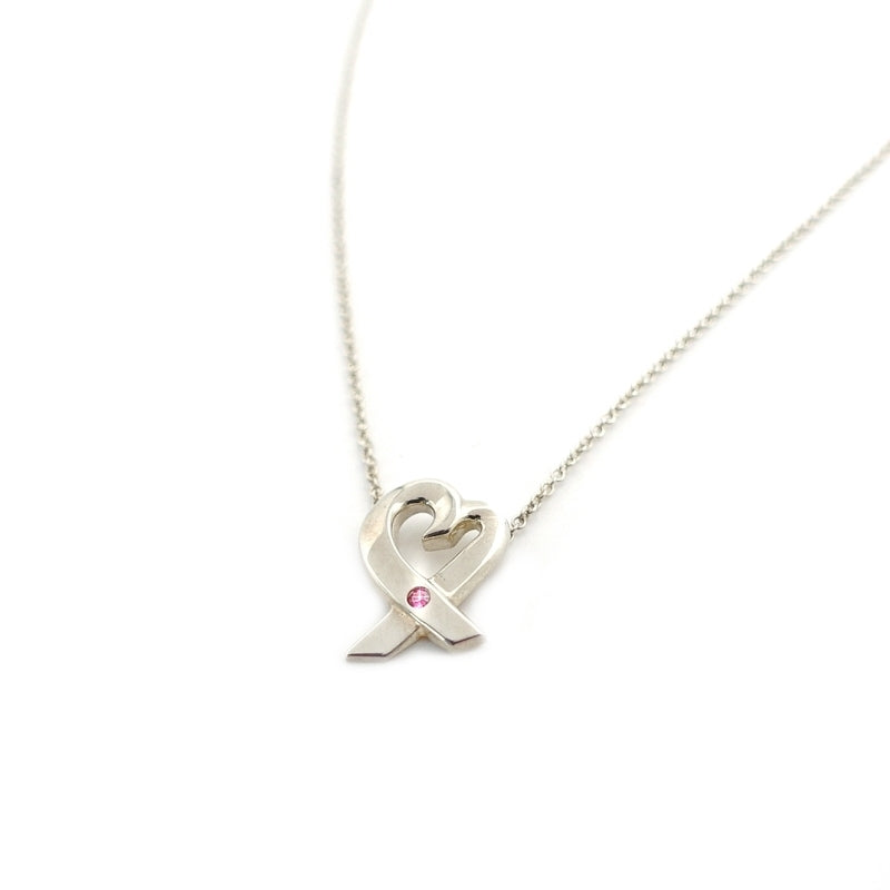 Tiffany & Co. Love Heart Necklace 1P Ruby Silver 925 Silver Approximately 2g