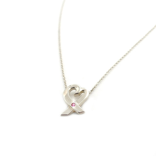 Tiffany & Co. Love Heart Necklace 1P Ruby Silver 925 Silver Approximately 2g
