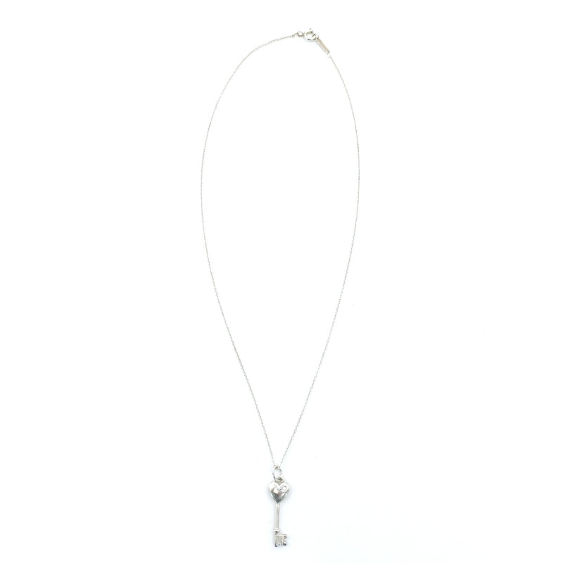 Tiffany & Co. Heart Key Necklace Silver 925 Diamond Approximately 4g