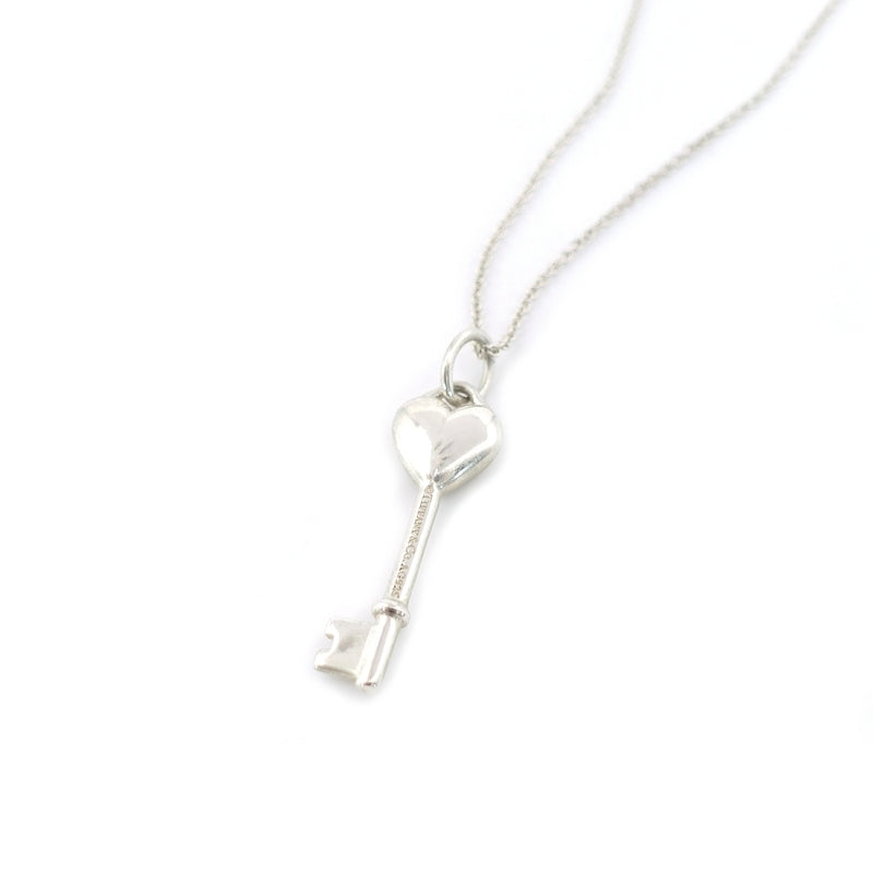 Tiffany & Co. Heart Key Necklace Silver 925 Diamond Approximately 4g