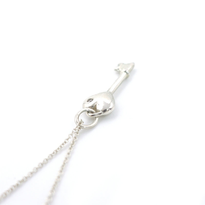 Tiffany & Co. Heart Key Necklace Silver 925 Diamond Approximately 4g
