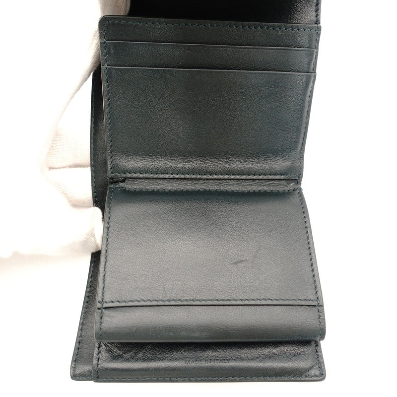 Celine Small Trifold Wallet Leather Mini Wallet Green Folding Wallet Green 7-7-270