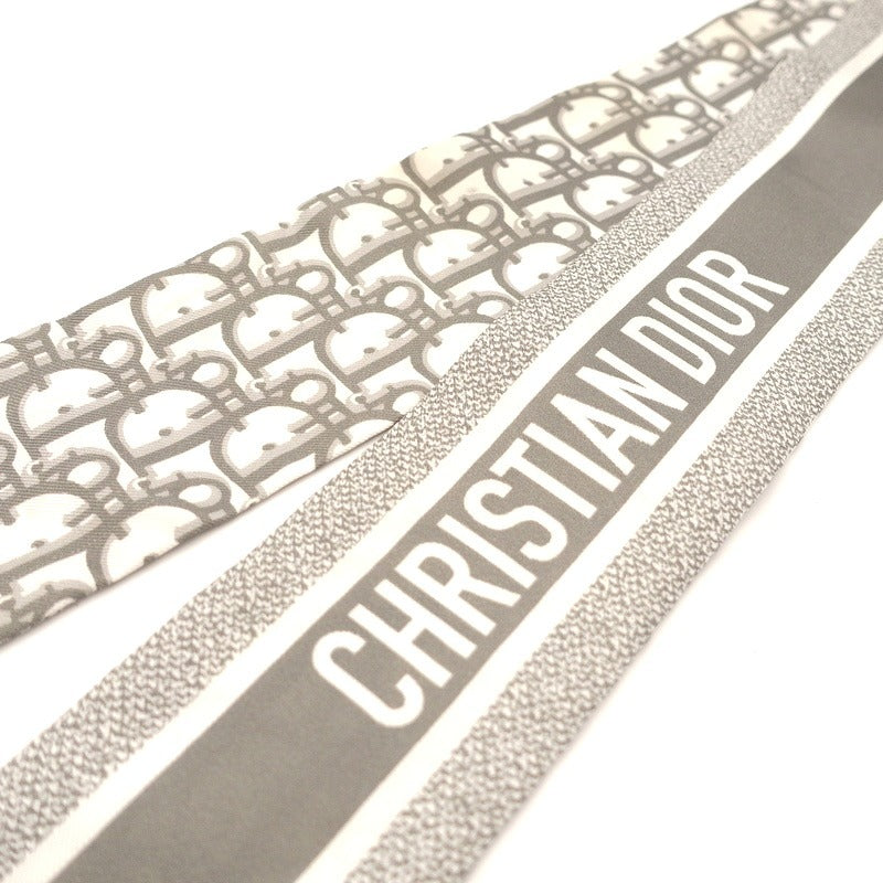Christian Dior Mitzah Scarf Silk White Gray With Box 7-8-065