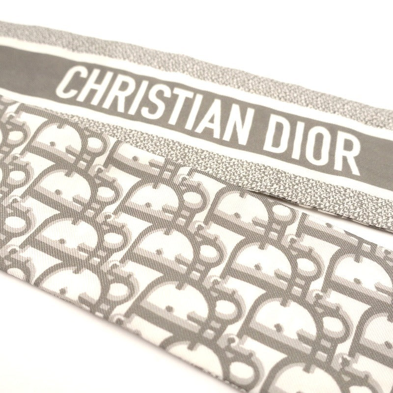 Christian Dior Mitzah Scarf Silk White Gray With Box 7-8-065