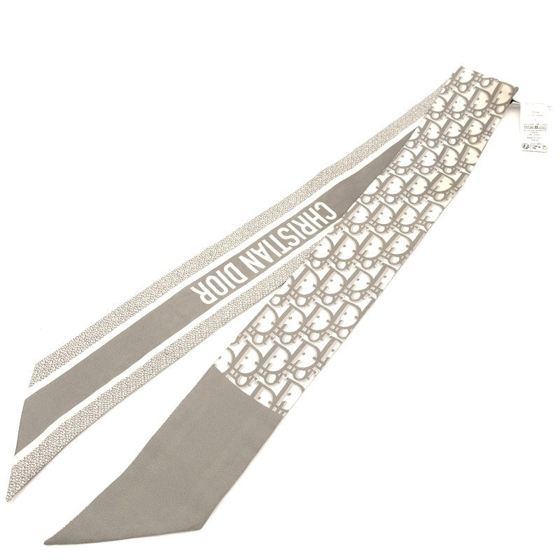 Christian Dior Mitzah Scarf Silk White Gray With Box 7-8-065