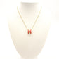 HERMES Pop Ash H Logo Necklace Orange Gold Hardware With Box 7-6-452