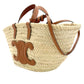 CELINE Classic Panier Triomphe Gogo Bag Handbag Raffia Brown 2-Way