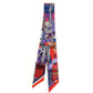 HERMES Twilly Silk Scarf 100% Silk Red × Blue 7-6-343