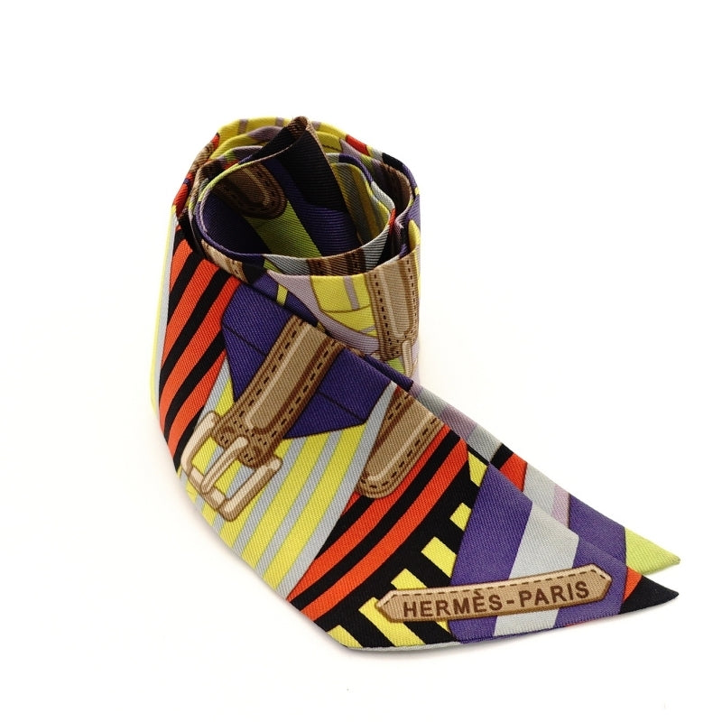 HERMES Twilly Silk Scarf 100% Silk Multicolor 7-6-802