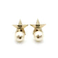 CHANEL Coco Mark Star Earrings with Faux Pearl and Gold CC Logo 7-7-901