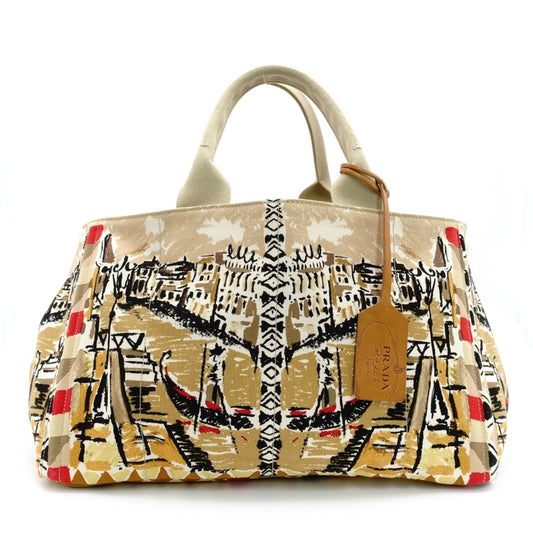 PRADA Canapa Tote Venice Handbag Beige
