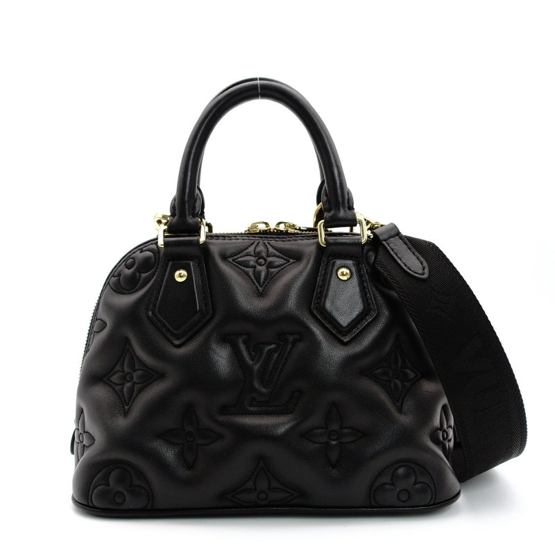 LOUIS VUITTON Handbag Bubblegram Alma BB Black Leather 2-Way M59793