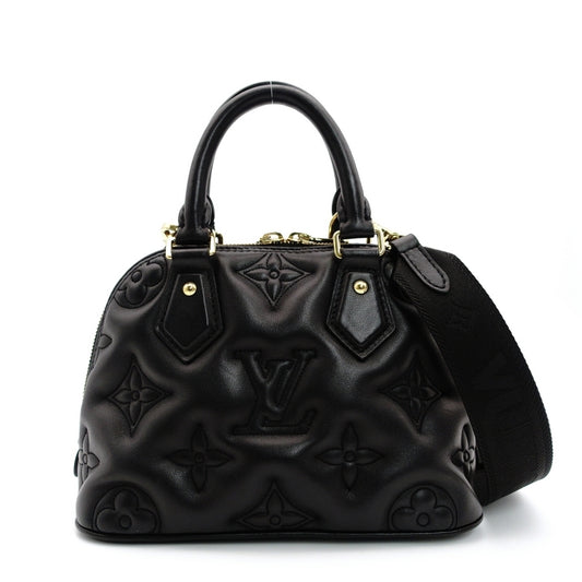 LOUIS VUITTON Handbag Bubblegram Alma BB Black Leather 2-Way M59793