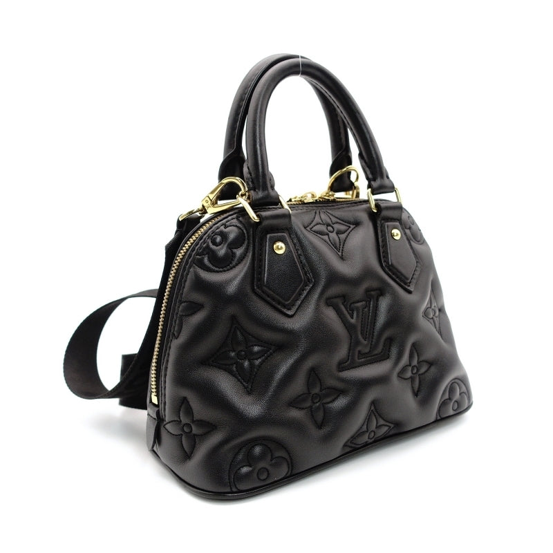 LOUIS VUITTON Handbag Bubblegram Alma BB Black Leather 2-Way M59793