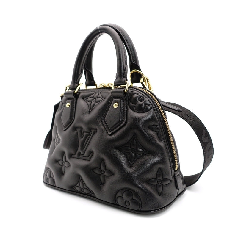 LOUIS VUITTON Handbag Bubblegram Alma BB Black Leather 2-Way M59793