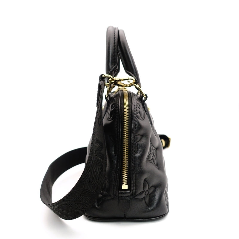 LOUIS VUITTON Handbag Bubblegram Alma BB Black Leather 2-Way M59793
