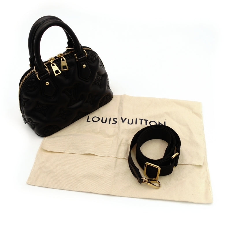 LOUIS VUITTON Handbag Bubblegram Alma BB Black Leather 2-Way M59793