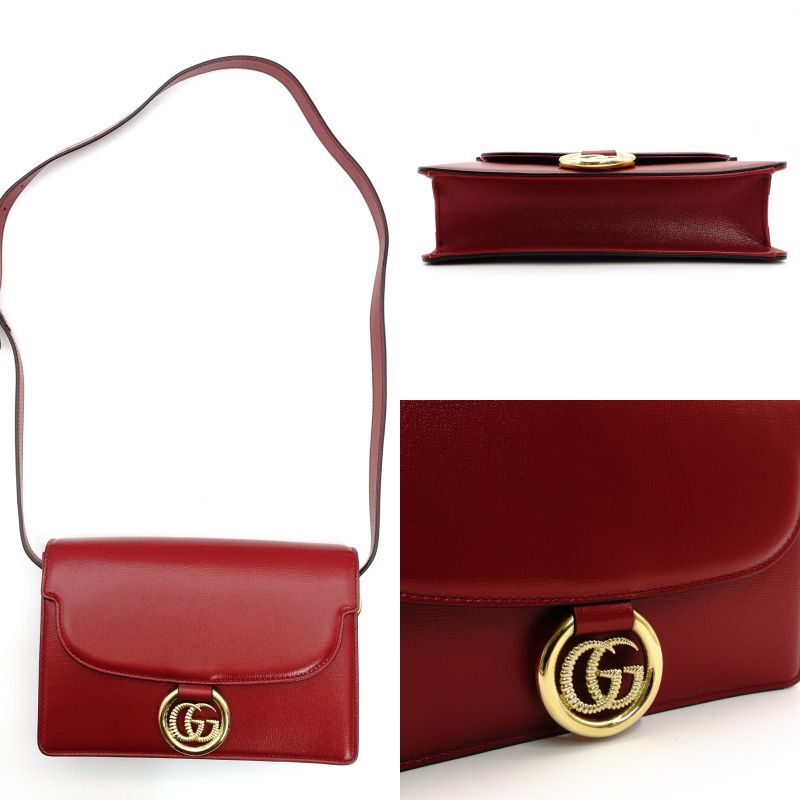 GUCCI Marmont Shoulder Bag Leather Red