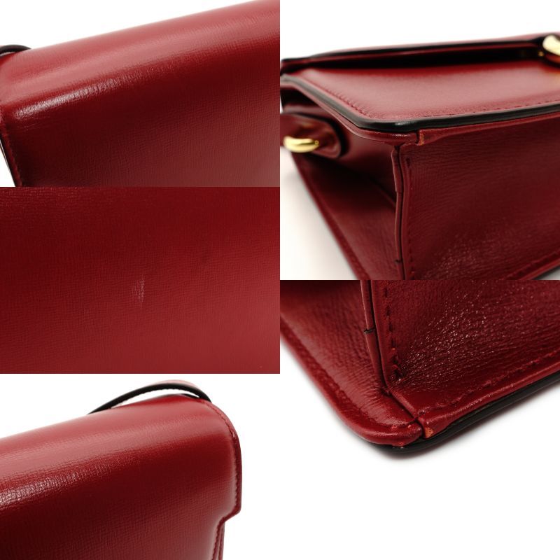GUCCI Marmont Shoulder Bag Leather Red