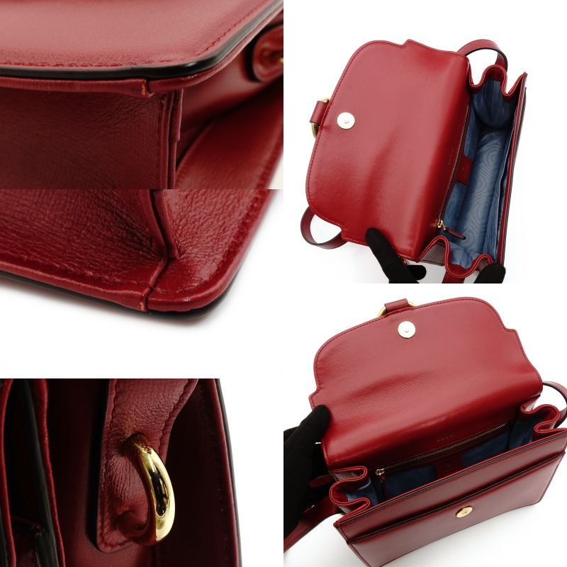 GUCCI Marmont Shoulder Bag Leather Red