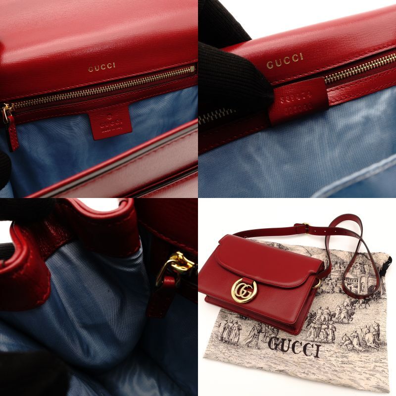 GUCCI Marmont Shoulder Bag Leather Red