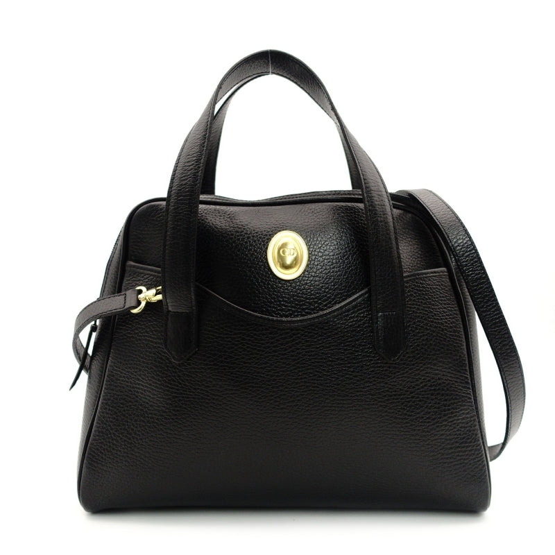 Christian Dior 2-way Bag Black Leather