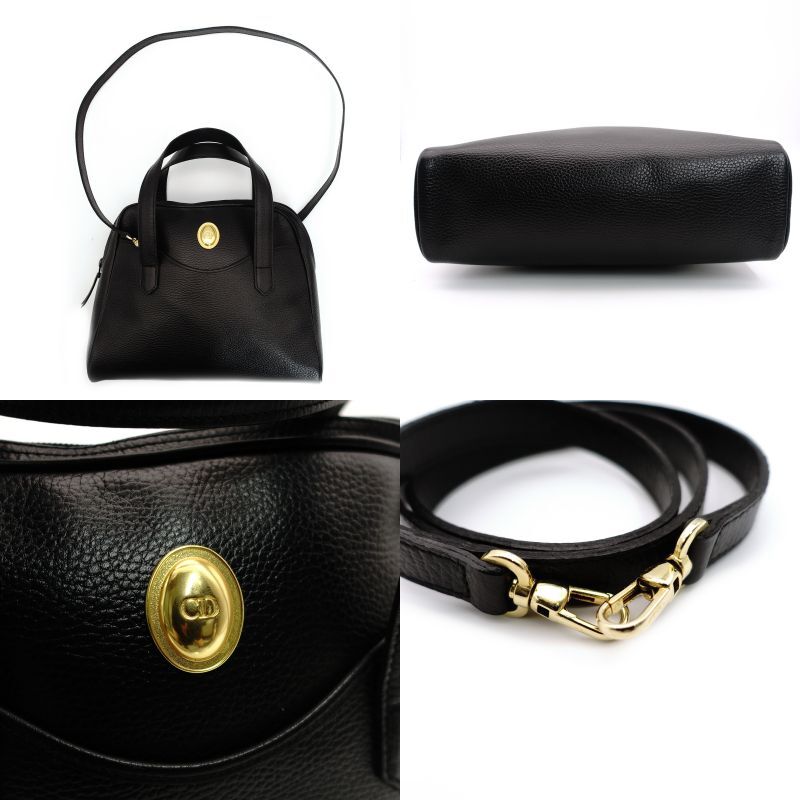 Christian Dior 2-way Bag Black Leather