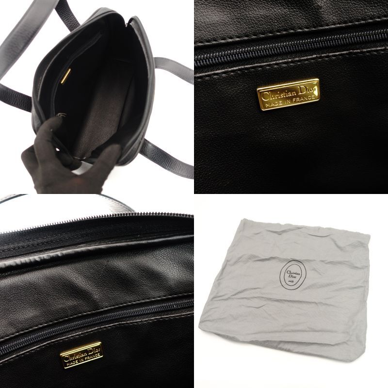 Christian Dior 2-way Bag Black Leather