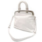 Christian Dior Granville Cannage White 2-Way Handbag White Leather 7-7-1155