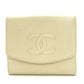 CHANEL Matelasse Caviar Leather Compact Wallet Beige Leather Bifold Wallet 7-4-752