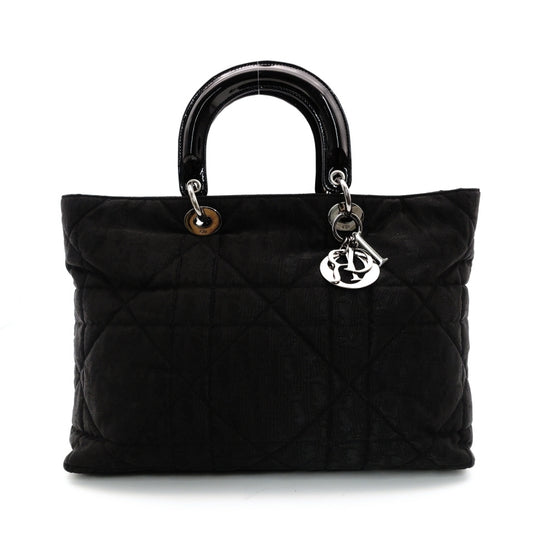 Christian Dior Lady Dior Trotter Handbag Black Black Nylon