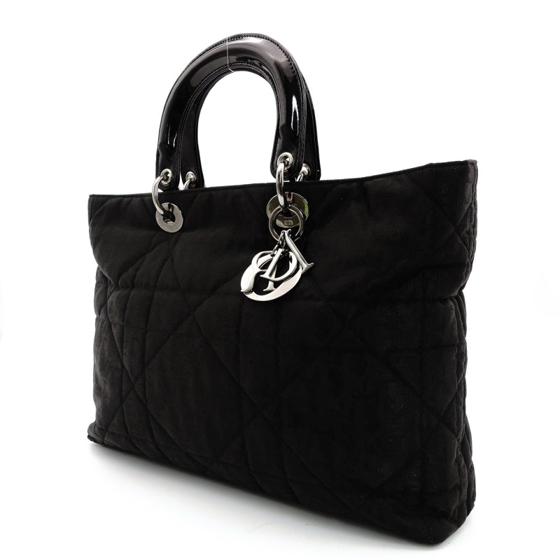 Christian Dior Lady Dior Trotter Handbag Black Black Nylon