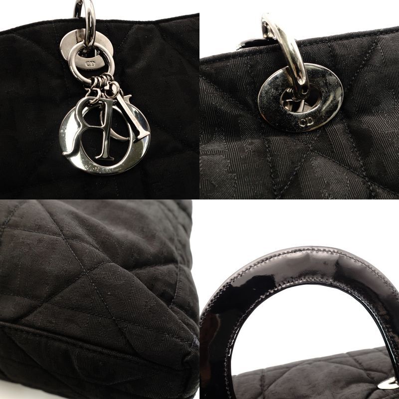 Christian Dior Lady Dior Trotter Handbag Black Black Nylon