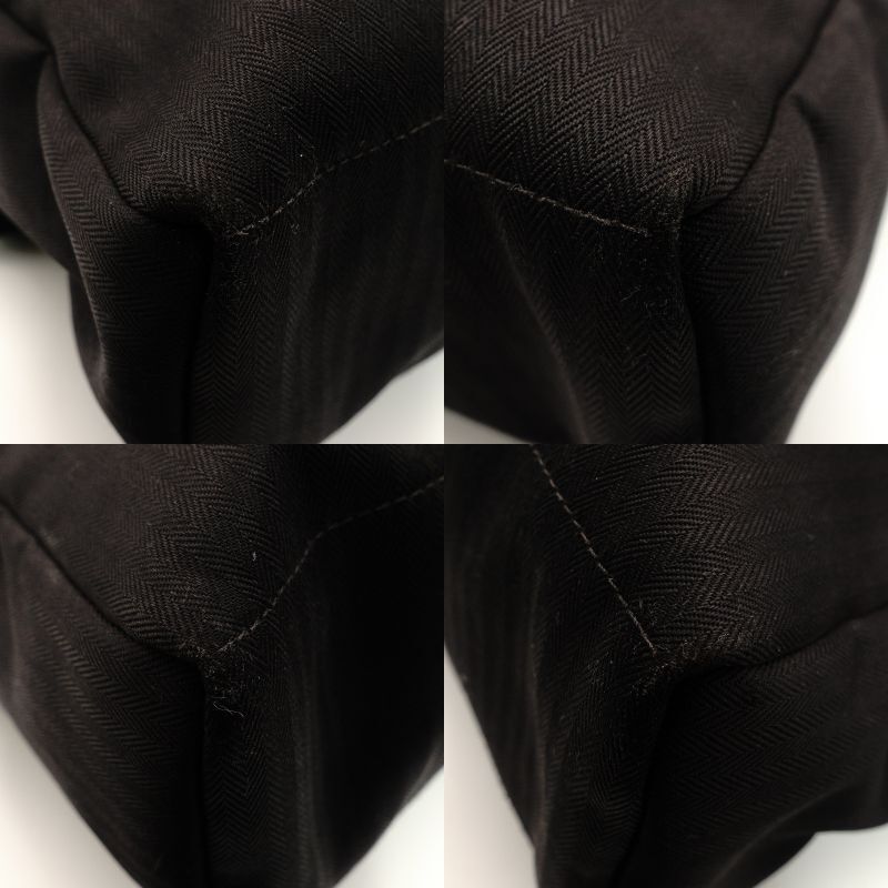 HERMES BASSUS MM Shoulder Bag Black Canvas Black H Logo 7-7-1110