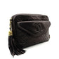 CHANEL Matelasse Lambskin Fringe Shoulder Bag Black Leather Black Decacoco Logo 7-6-141