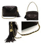 CHANEL Matelasse Lambskin Fringe Shoulder Bag Black Leather Black Decacoco Logo 7-6-141