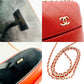 CHANEL Phone Holder Matresse Shoulder Bag Red Leather CC Logo Crossbody