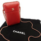 CHANEL Phone Holder Matresse Shoulder Bag Red Leather CC Logo Crossbody