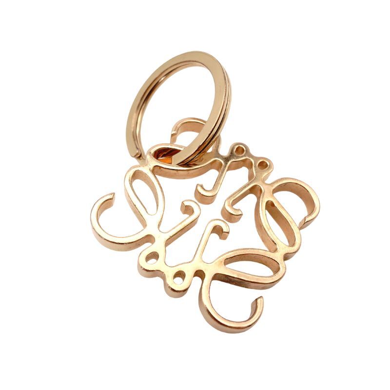 LOEWE Anagram Keyring Key Charm Pink Gold Logo 7-6-194