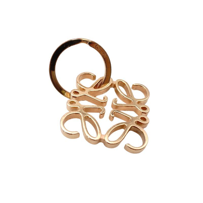 LOEWE Anagram Keyring Key Charm Pink Gold Logo 7-6-194