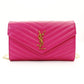 Saint Laurent YSL Chain Shoulder Bag Pink Leather Logo