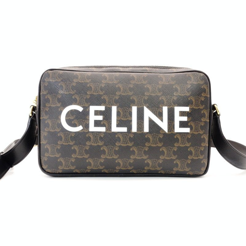 Céline CELINE Triomphe Messenger Shoulder Bag Brown Brown Leather PVC 7-3-303