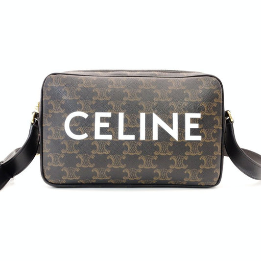 Céline CELINE Triomphe Messenger Shoulder Bag Brown Brown Leather PVC 7-3-303