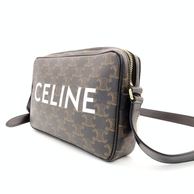 Céline CELINE Triomphe Messenger Shoulder Bag Brown Brown Leather PVC 7-3-303