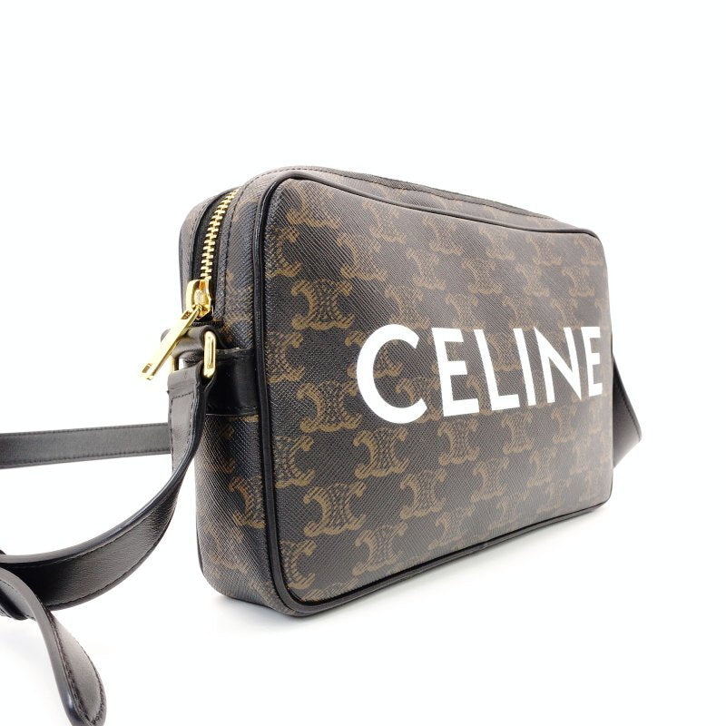 Céline CELINE Triomphe Messenger Shoulder Bag Brown Brown Leather PVC 7-3-303
