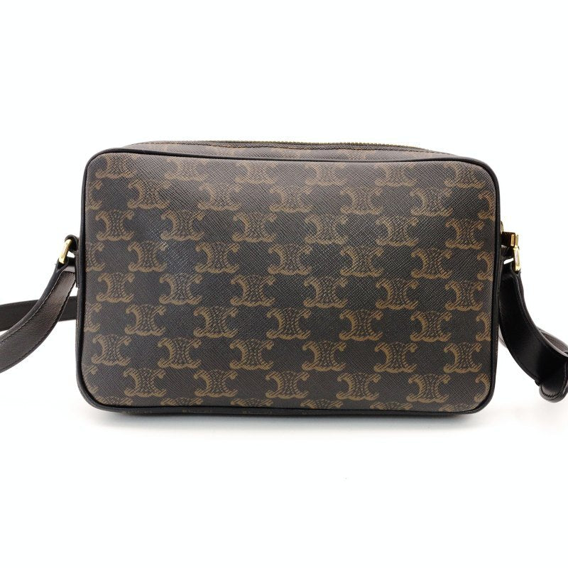 Céline CELINE Triomphe Messenger Shoulder Bag Brown Brown Leather PVC 7-3-303