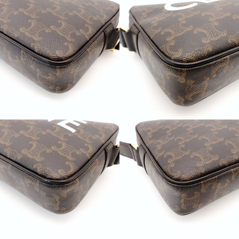 Céline CELINE Triomphe Messenger Shoulder Bag Brown Brown Leather PVC 7-3-303